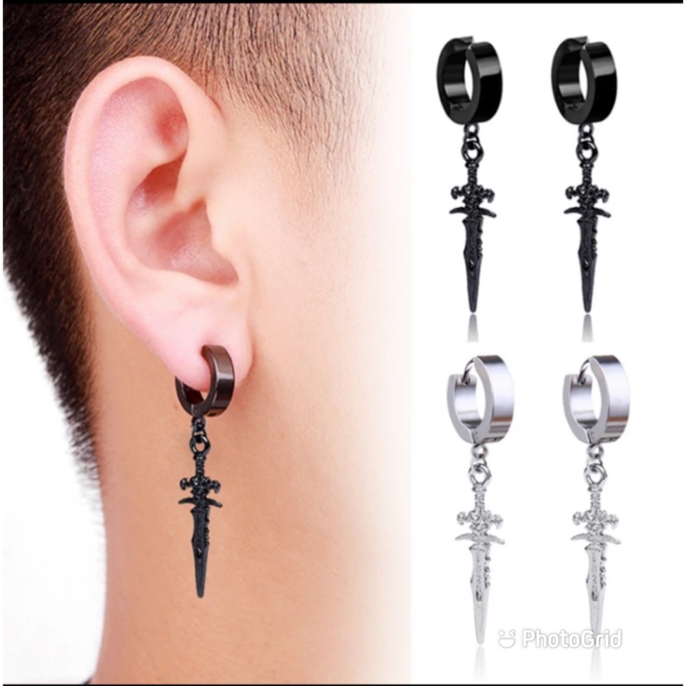 1 Pairs Stainless Steel Pierced earrings punk - Picture 1 of 4